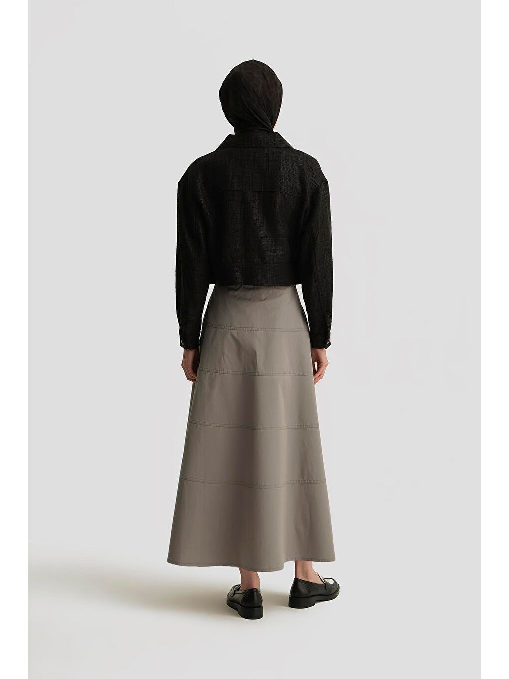 Dikiş Detaylı Etek 25Y1801 Gri-2