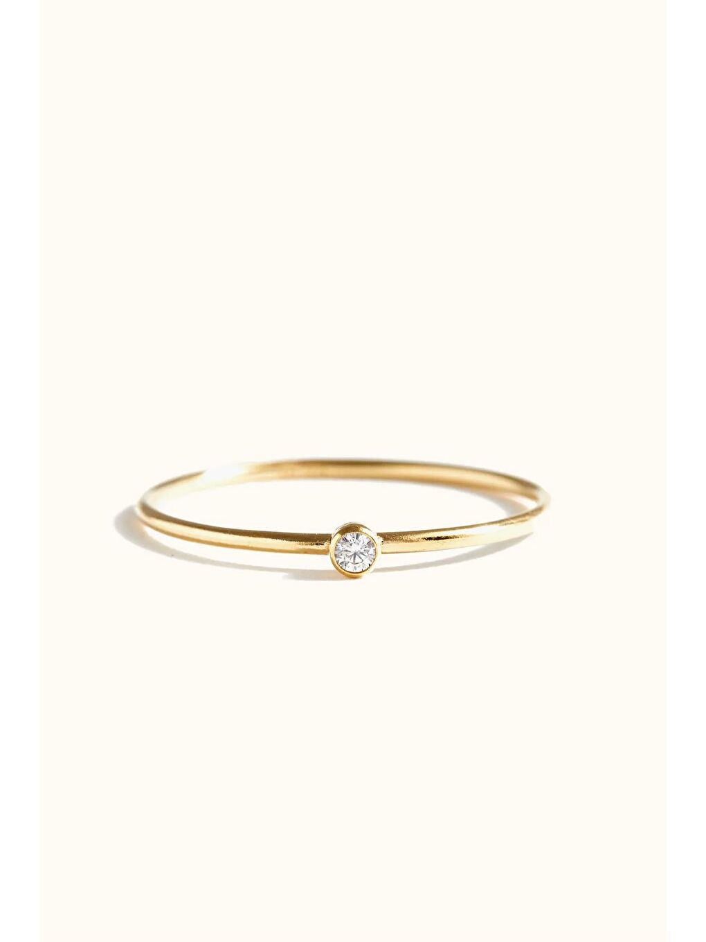 Beyaz Çelik - 18K Altın Kaplama Minimal Yüzük-2