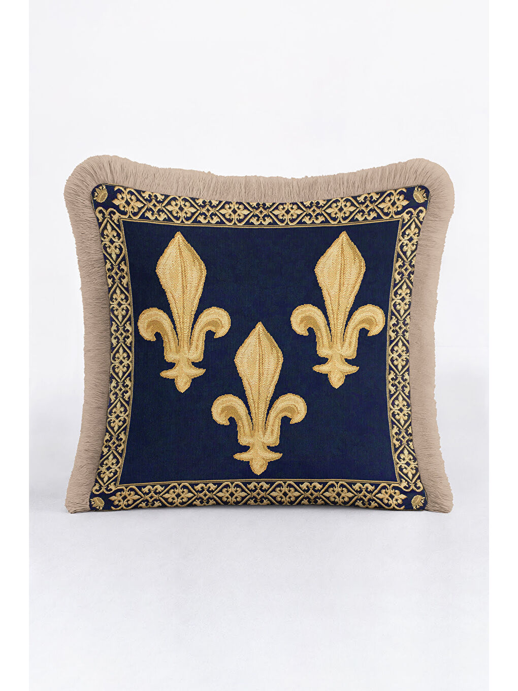 Karışık Zarif Fransız Motifli Saçaklı Yastık Kılıfı - Lüks Klasik Barok Renkli Püsküllü Kırlent Kılıfı-3