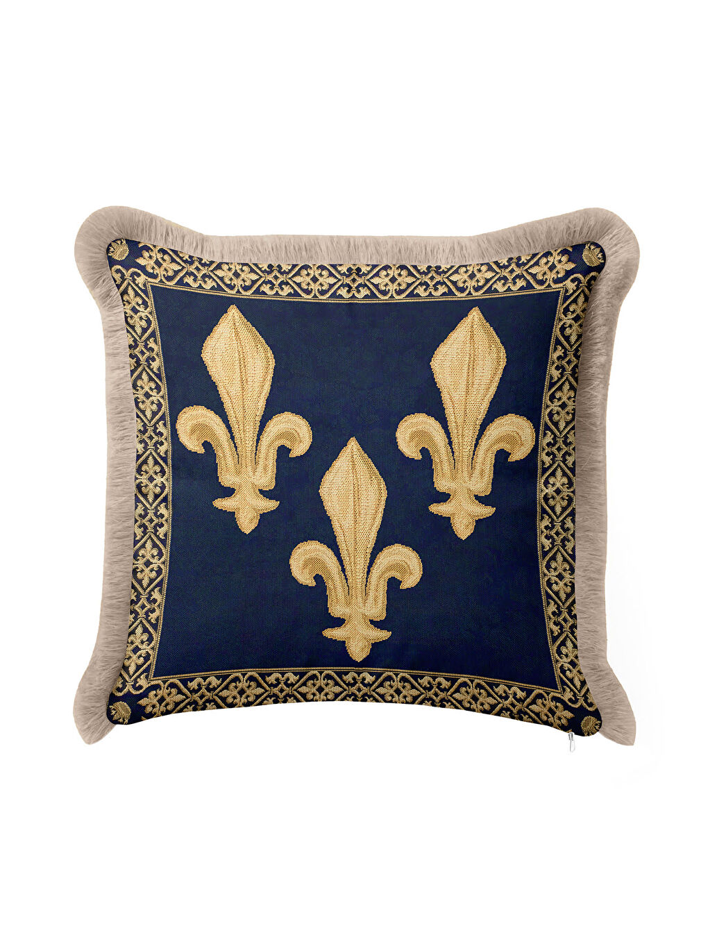 Karışık Zarif Fransız Motifli Saçaklı Yastık Kılıfı - Lüks Klasik Barok Renkli Püsküllü Kırlent Kılıfı-4