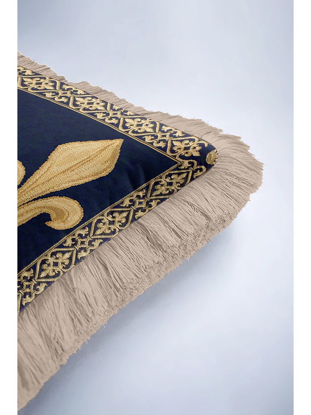 Karışık Zarif Fransız Motifli Saçaklı Yastık Kılıfı - Lüks Klasik Barok Renkli Püsküllü Kırlent Kılıfı-6