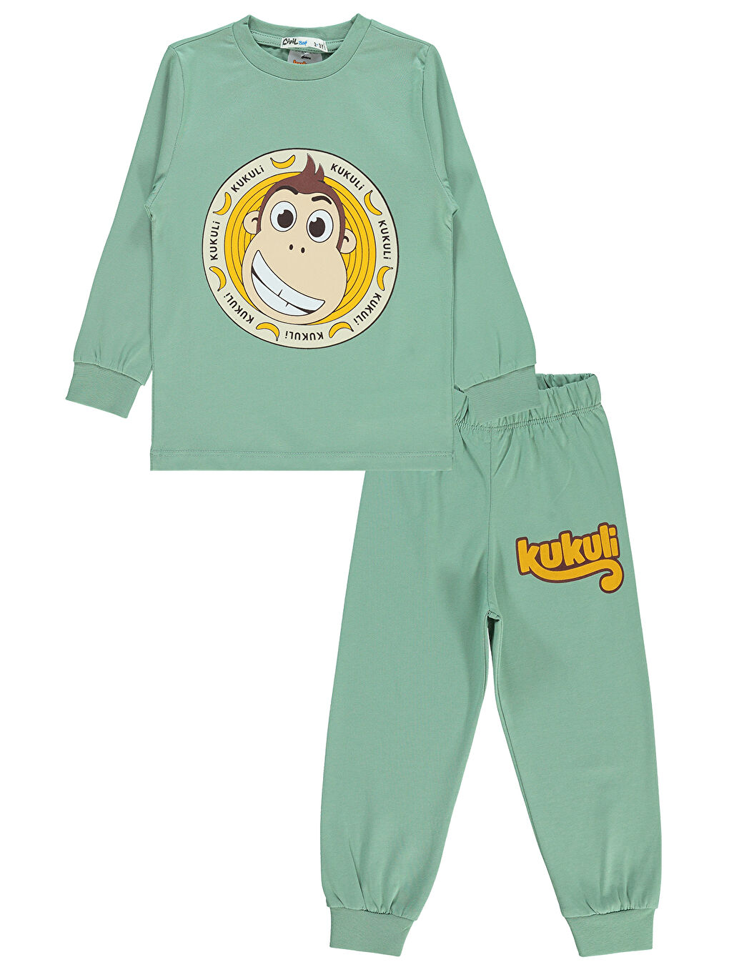 Boys Erkek Çocuk Pijama Takımı 2-5 Yaş Soft Haki