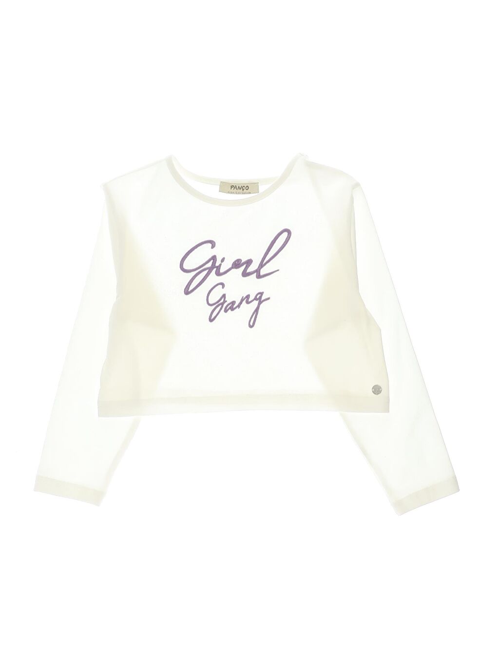 Beyaz Kız Çocuk Nakış Detaylı Crop Tişört