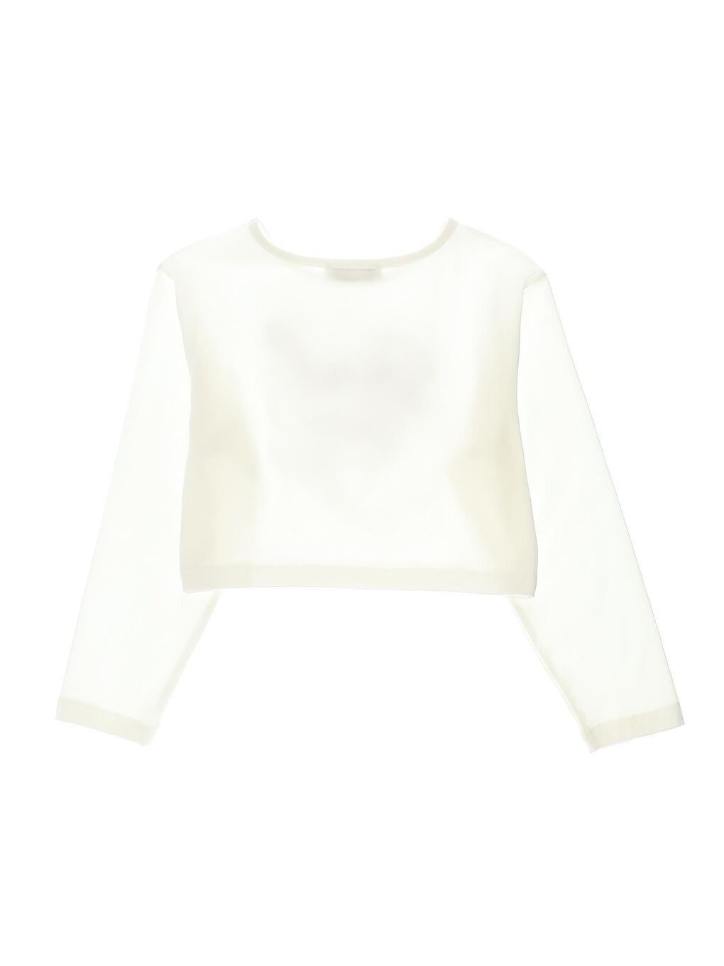 Beyaz Kız Çocuk Nakış Detaylı Crop Tişört-2