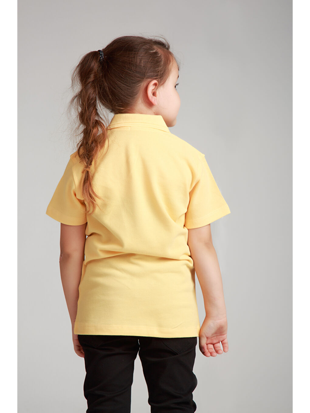 ajn Sarı Kids Polo Yaka Basic Kısa Kollu Kız Çocuk Tişört - 3