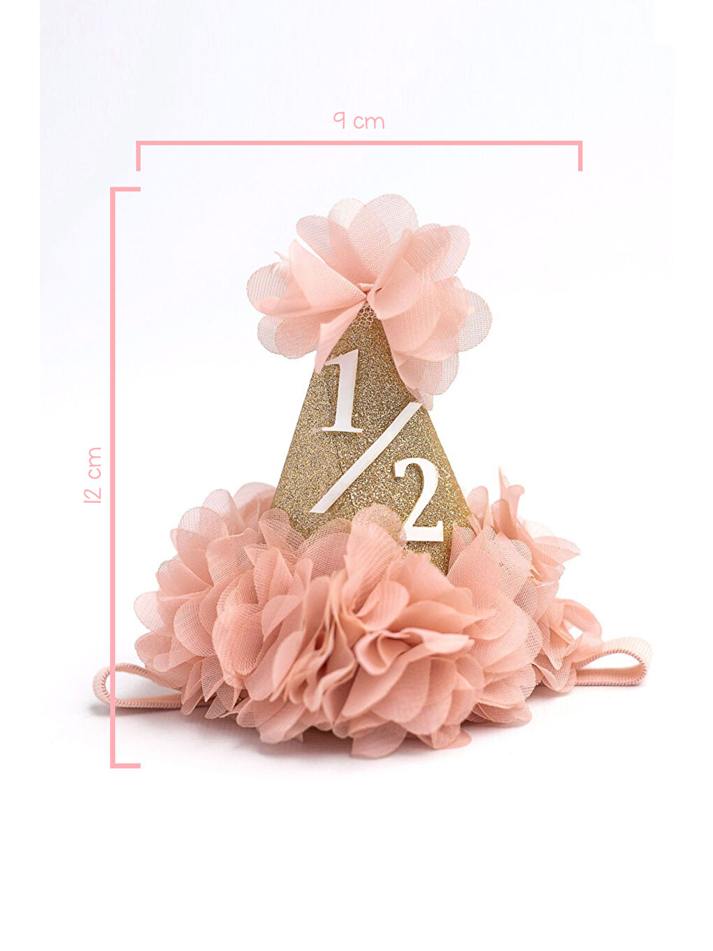Pembe Pudra 1/2 Yaş Huni Bebek Taç-1