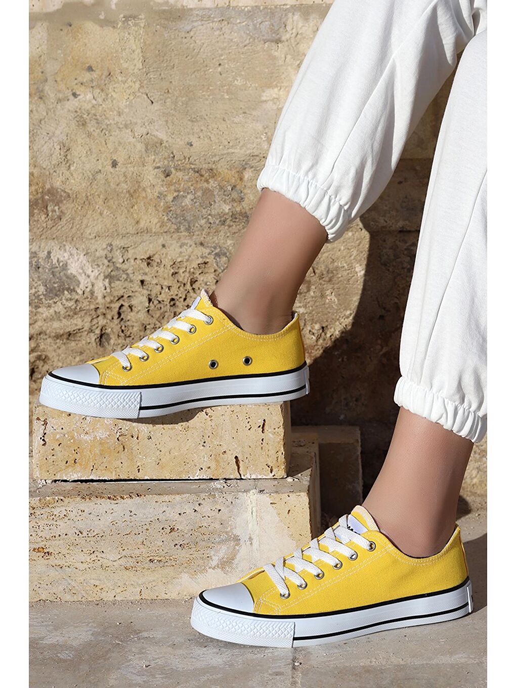 Sarı 2250 Günlük Keten Kadın Spor Ayakkabı-3