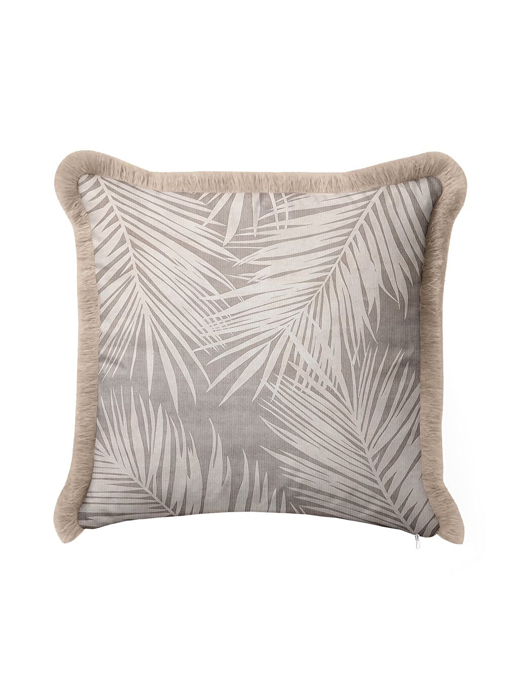 Karışık Tropikal Palmiye Saçaklı Yastık Kılıfı - Doğal Bohem Bej Püsküllü Kırlent Kılıfı-3