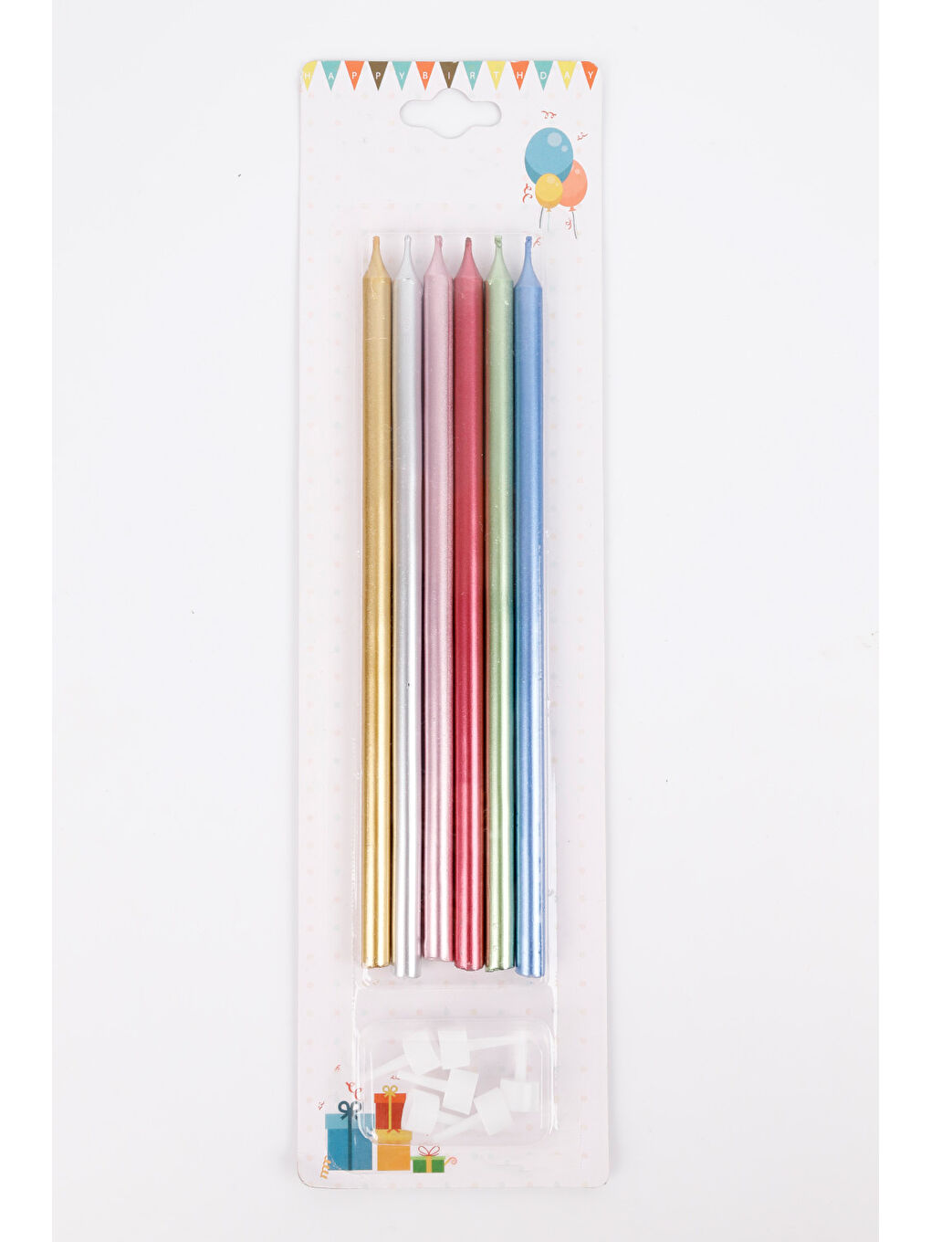 Karışık Çok Renkli Metalik 6'lı Doğum Günü Mumu