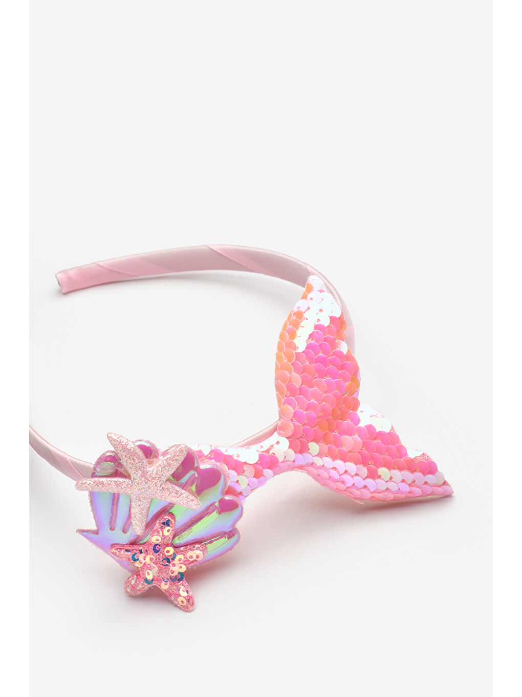 Pembe Payetli Deniz Kızı Figürlü Kız Çocuk Taç-1