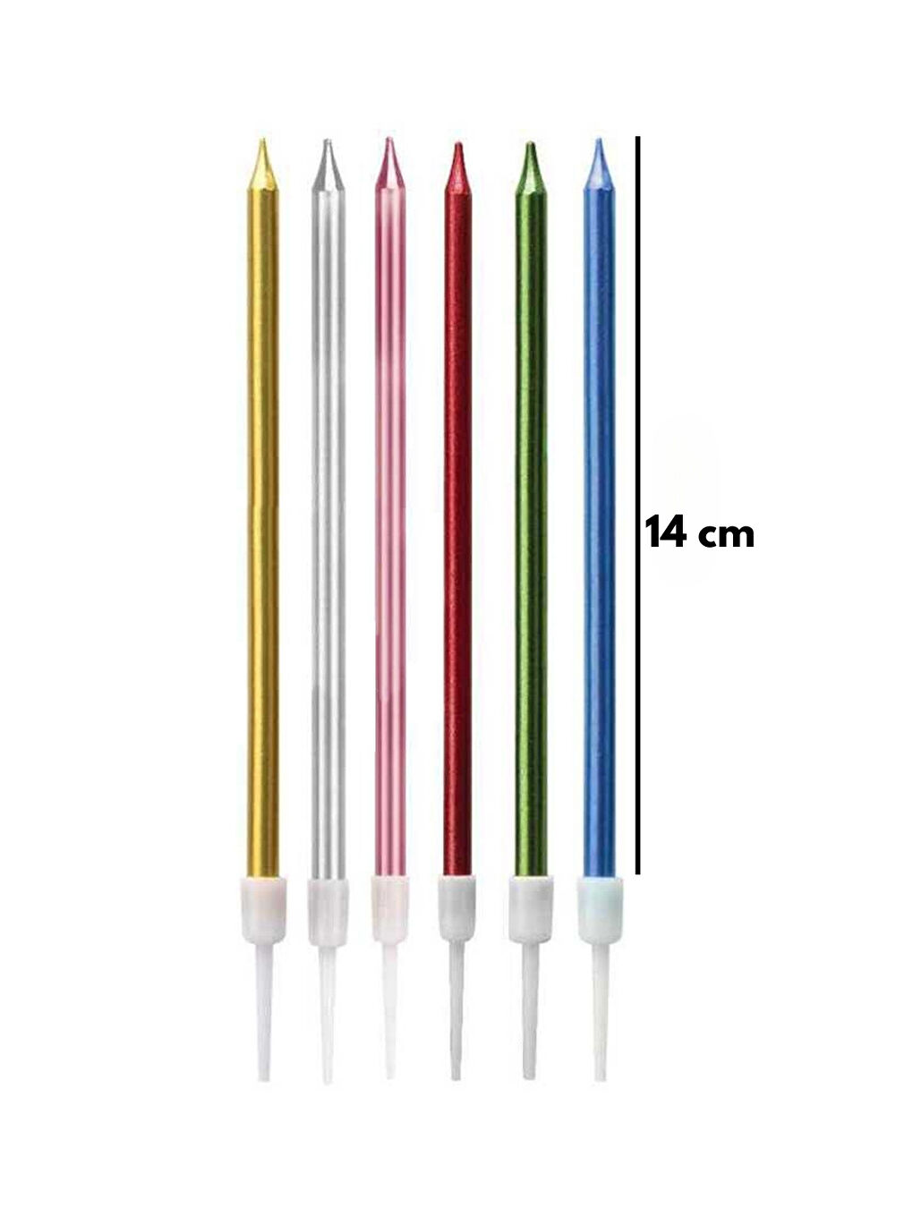 Karışık Çok Renkli Metalik 6'lı Doğum Günü Mumu-2