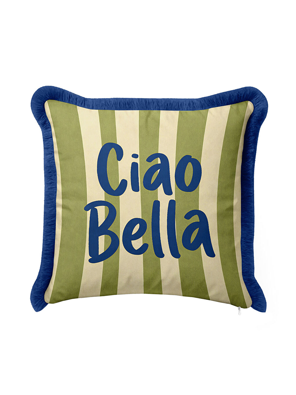 Karışık Retro Çizgili Saçaklı Yastık Kılıfı - Akdeniz Modern Mavi Kenarlı Püsküllü Kırlent Kılıfı-4