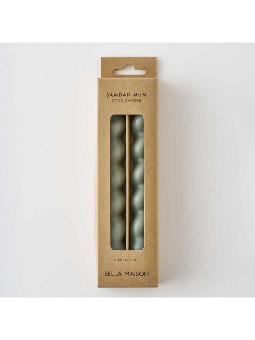 Hill Burgulu Şamdan Mum 2'li Yeşil (18x2 cm)-1