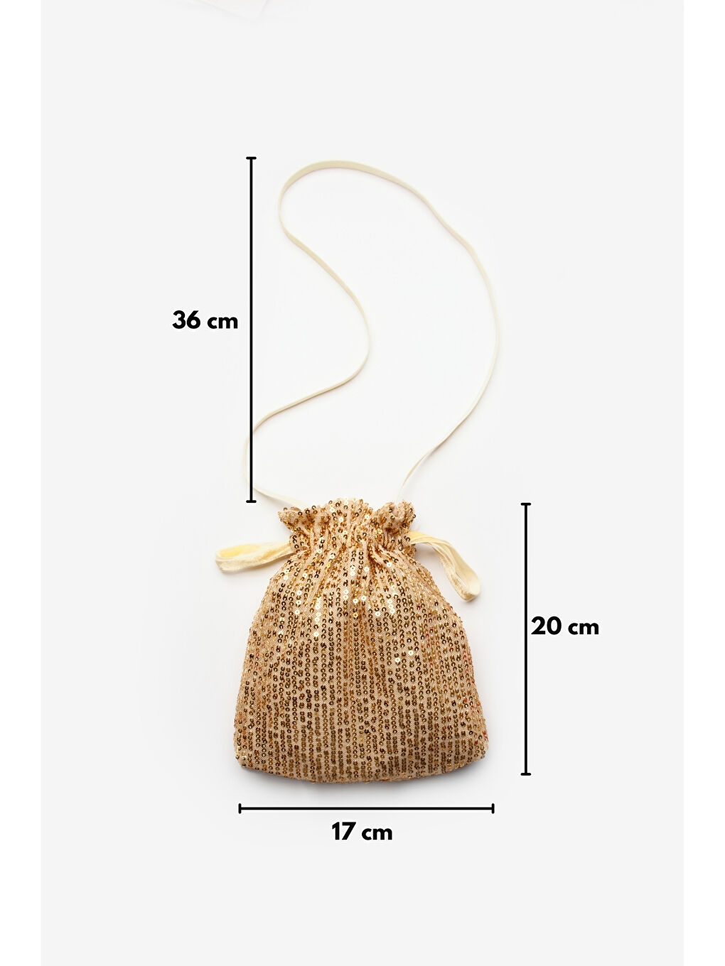 Sarı Altın Sıralı Pullu Kız Çocuk Çanta-2