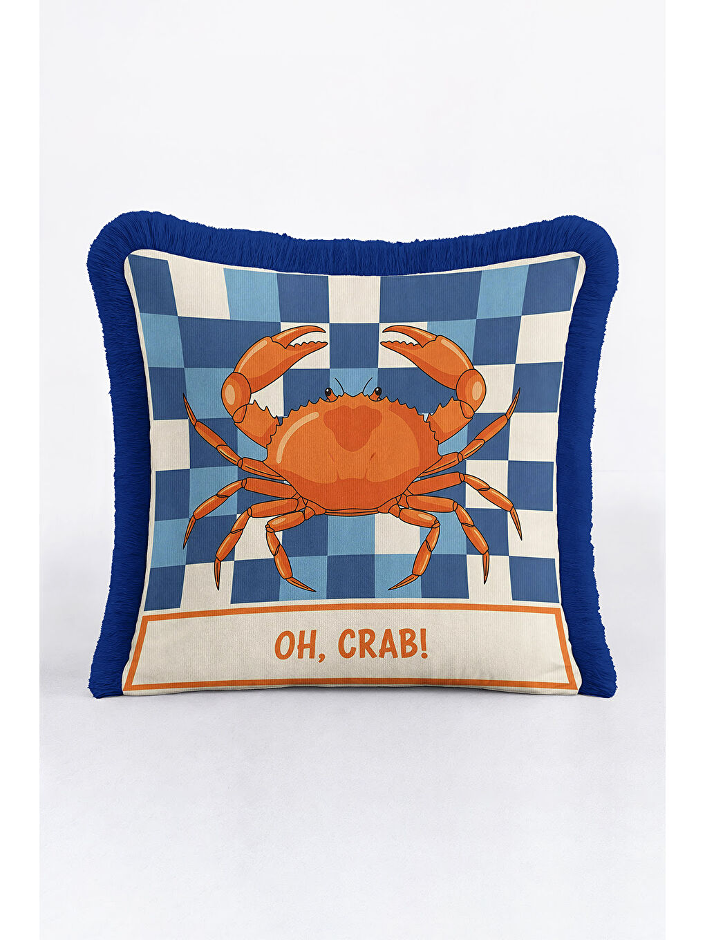 Karışık Lüks Deniz Temalı Saçaklı Yastık Kılıfı - Marin Çizgili Modern Mavi Turuncu Püsküllü Kırlent Kılıfı-4