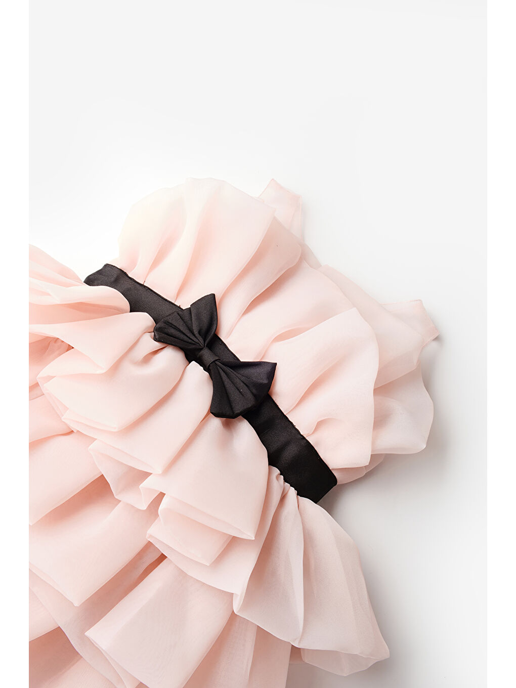 Pembe Pudra Önü Fiyonklu Katlı Kız Çocuk Elbise - Laney-2