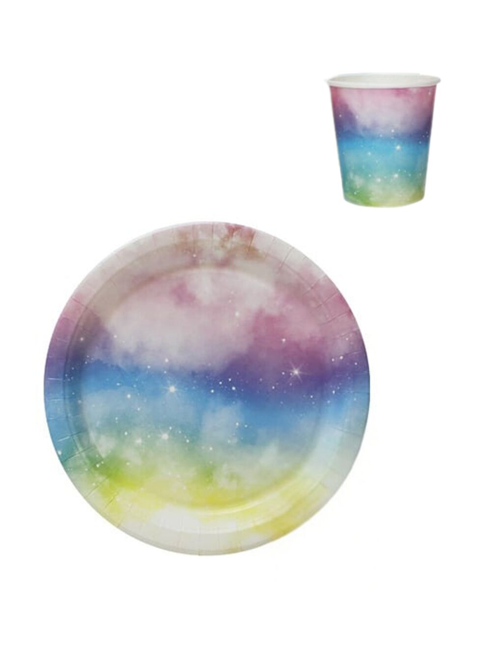 Karışık Çok Renkli Temalı 8'li Tabak Bardak Set