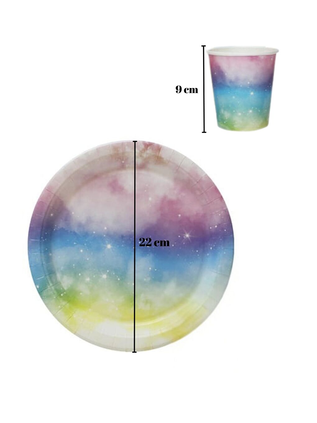 Karışık Çok Renkli Temalı 8'li Tabak Bardak Set-1