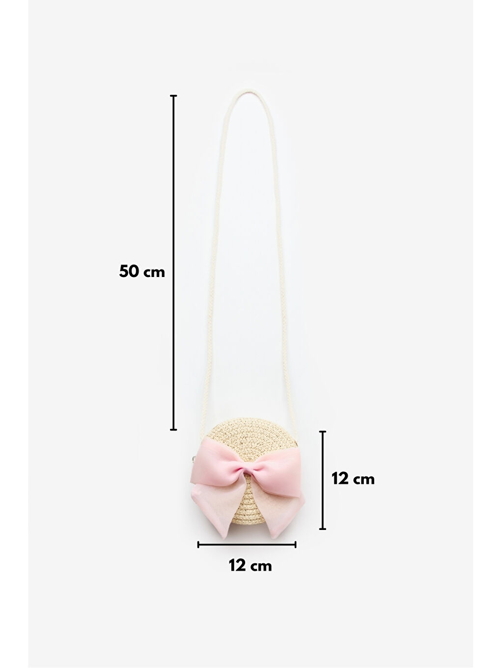 Pembe Pudra Fiyonklu Kız Çocuk Hasır Çanta-2