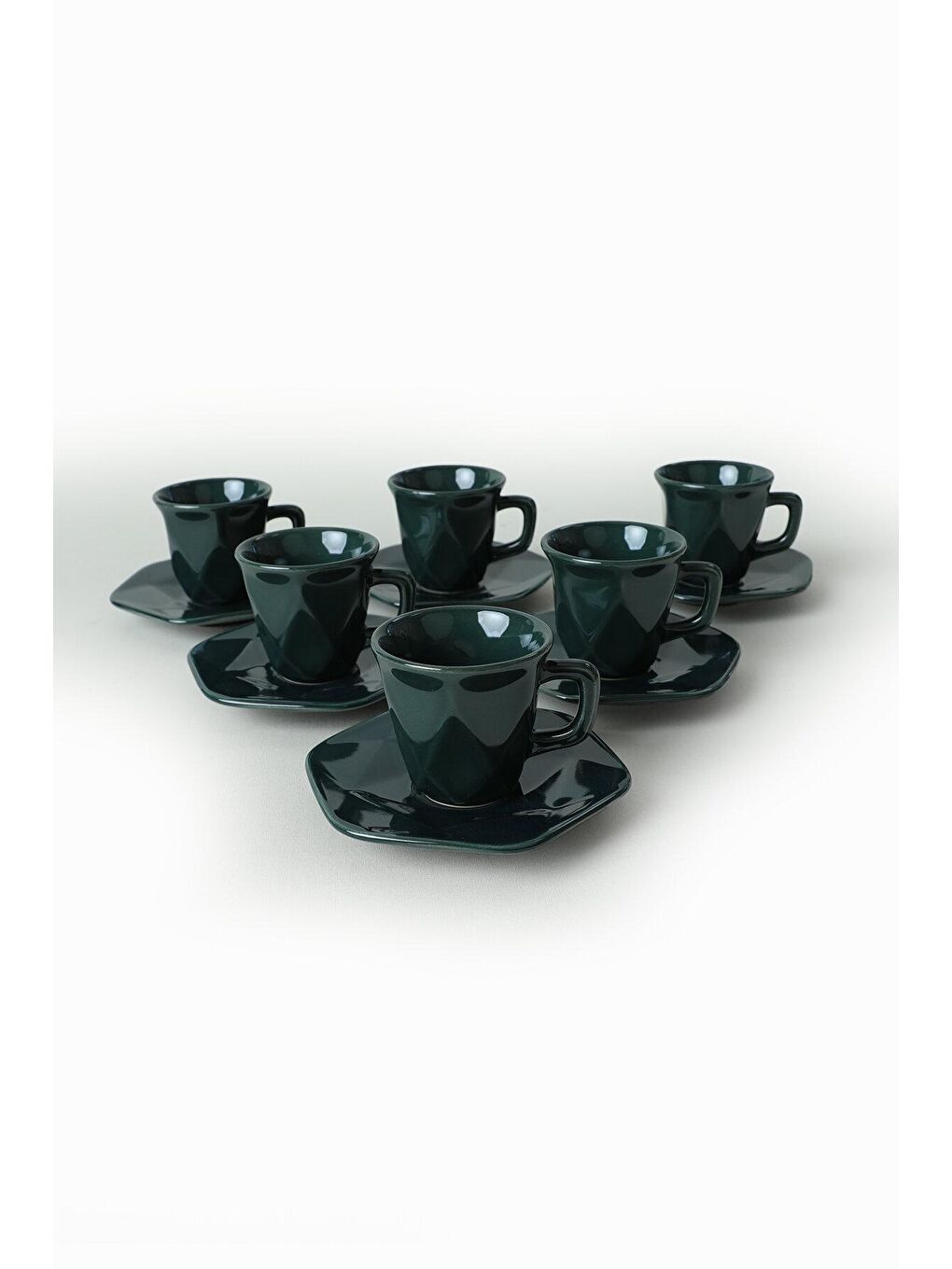 Metalik Yeşil Kristal Kahve Takımı 12 Parça 6 Kişilik-1
