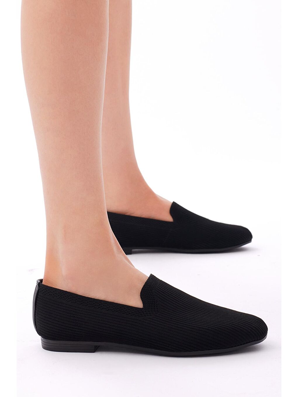 Kadın Siyah Rahat Kalıp Düz Örgü Babet-2