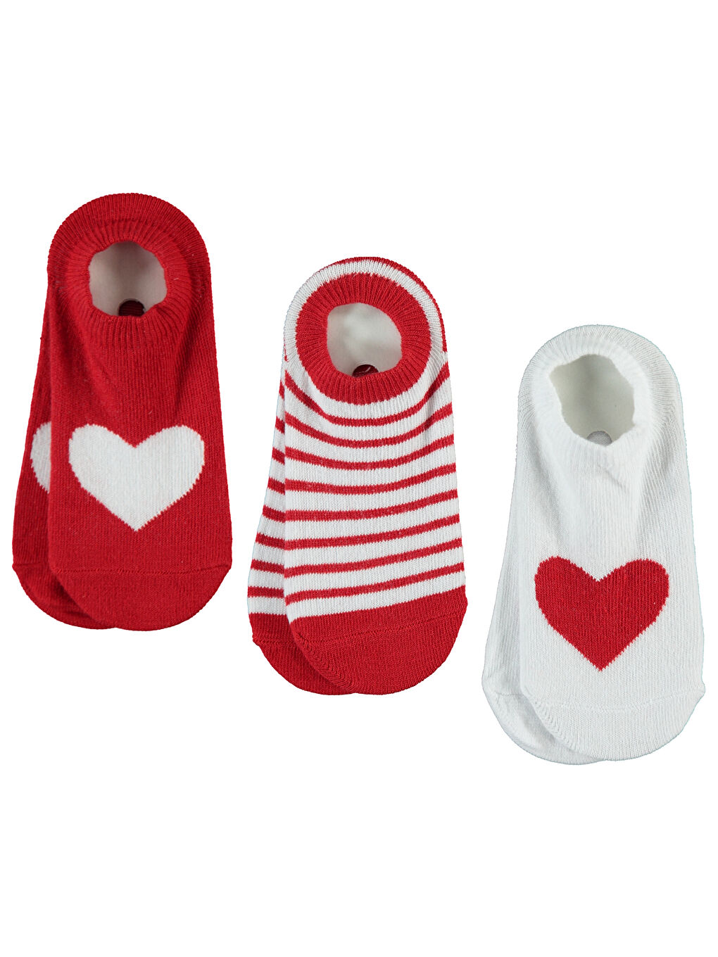 Girls Kız Çocuk 3'lü Babet Çorap 2-12 Yaş Kırmızı