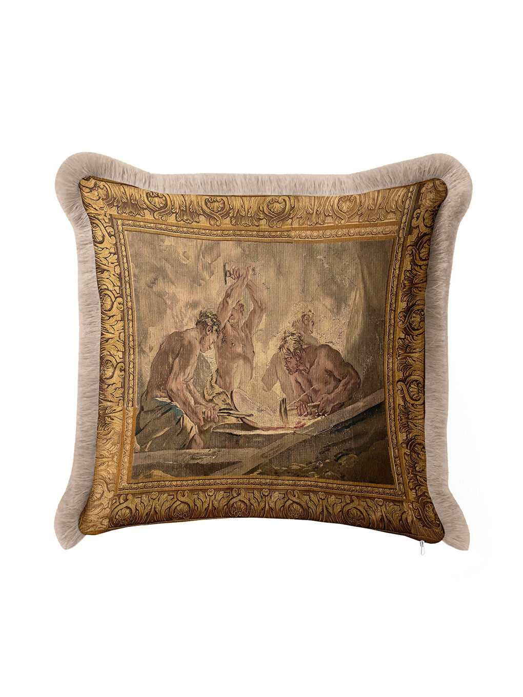 Karışık Barok Saray Lüks Saçaklı Yastık Kılıfı - Klasik Sanat Rustik Altın Renkli Püsküllü Kırlent Kılıfı-4