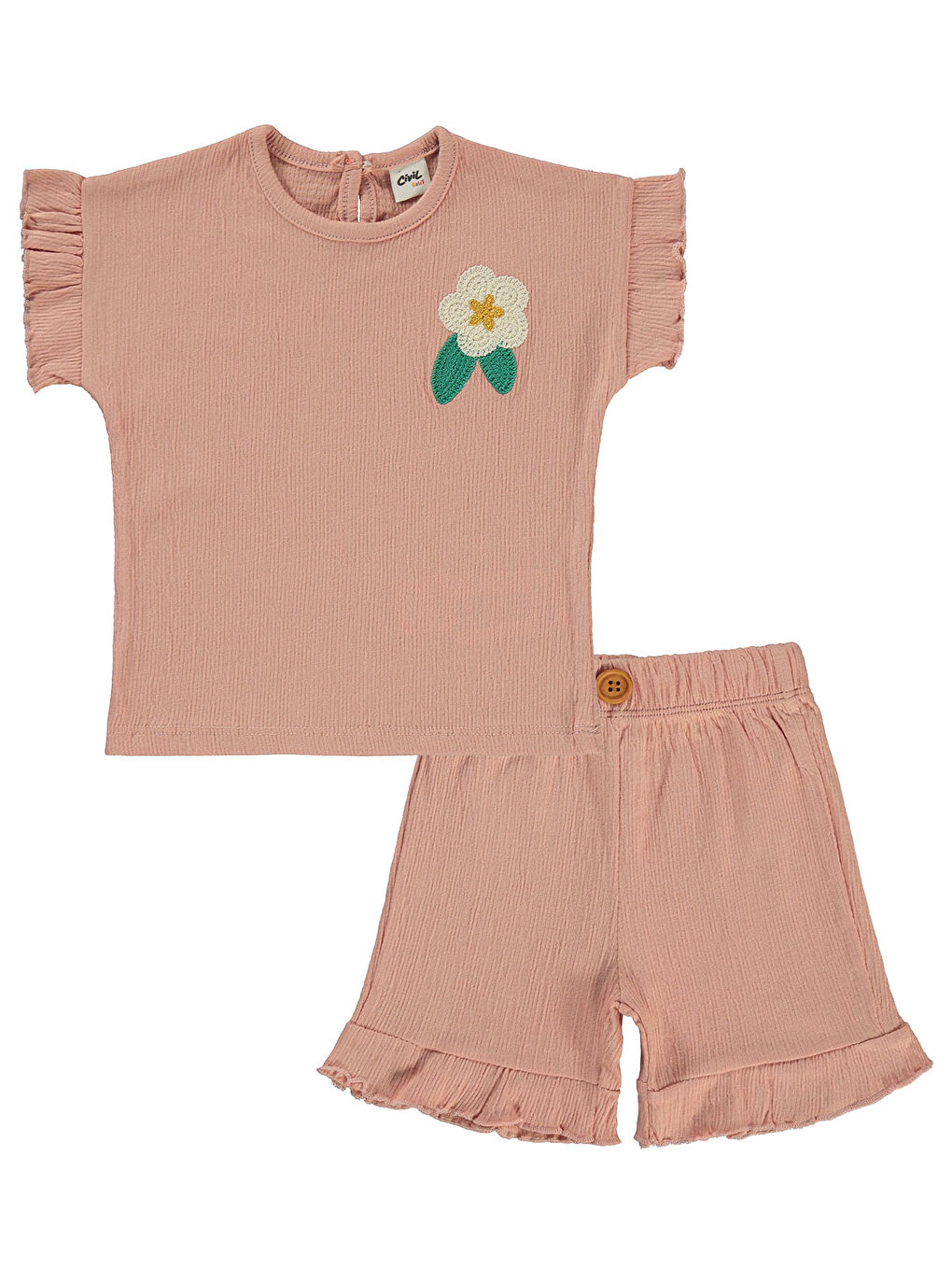 Pembe Baby Kız Bebek Şortlu Takım 6-18 Ay Somon