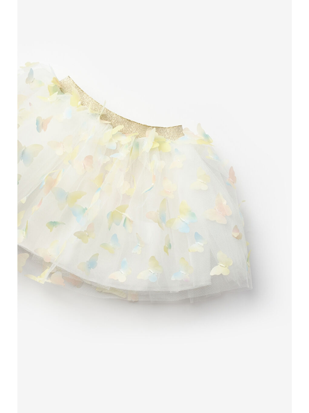 Sarı Kelebek Aplikeli Kız Çocuk Tül Etek - Pauline-2