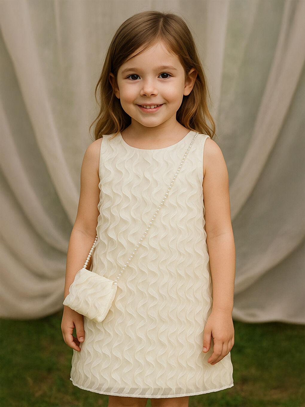 Girls Kız Çocuk Elbise 6-9 Yaş Ekru