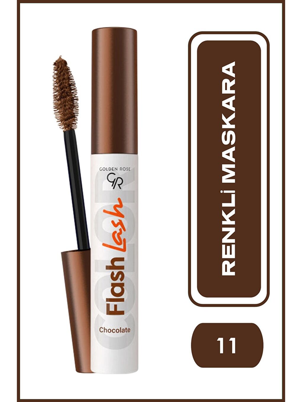 Suya Dayanıklı Förmüllü, Hacim Veren Flash Lash Renkli Maskara-11 Chocolate