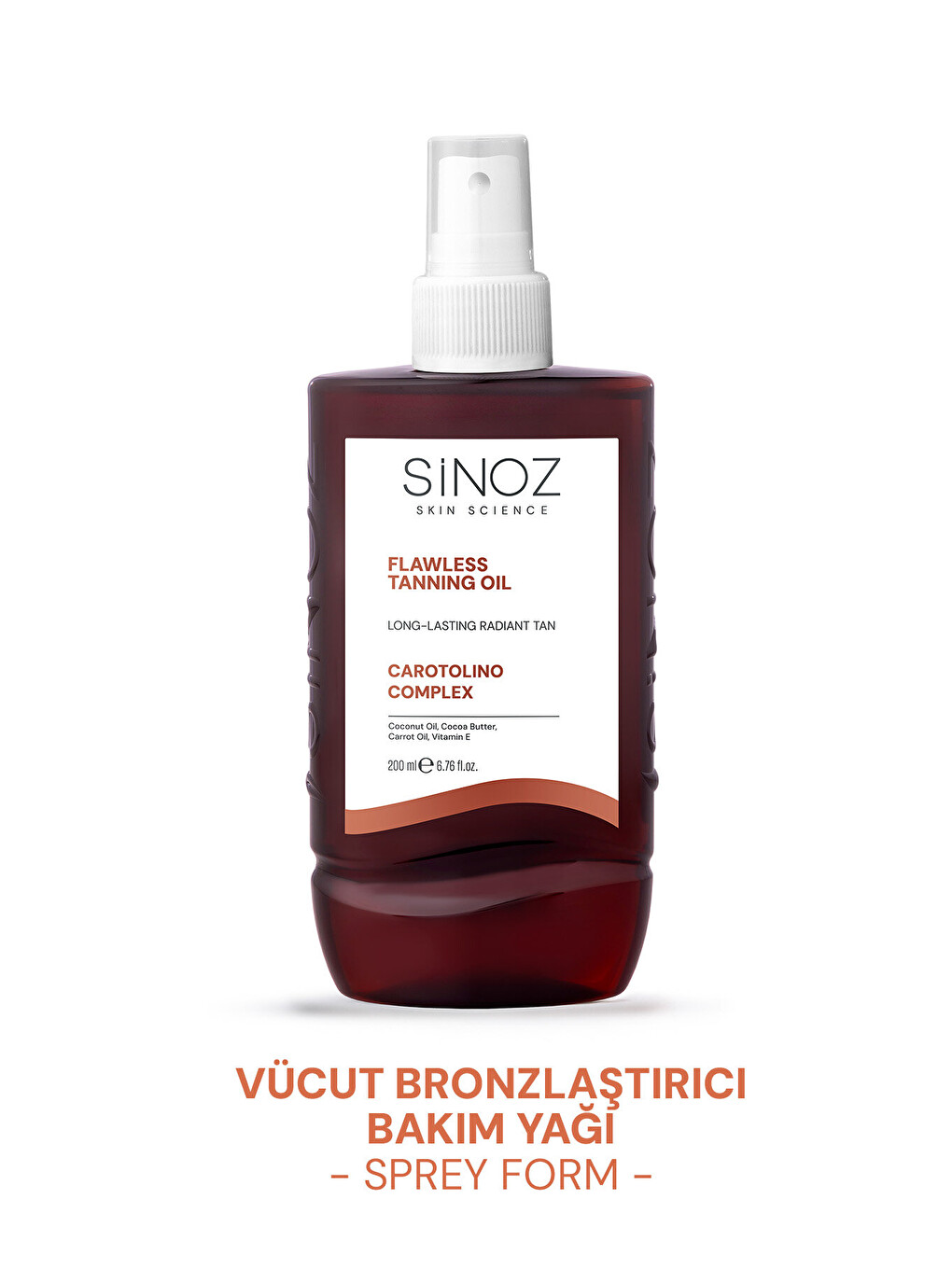 Kusursuz Bronzlaştırıcı Güneş Yağı Spreyi 200 ml Hindistan Cevizi Kakao Havuç Yağı Içeren