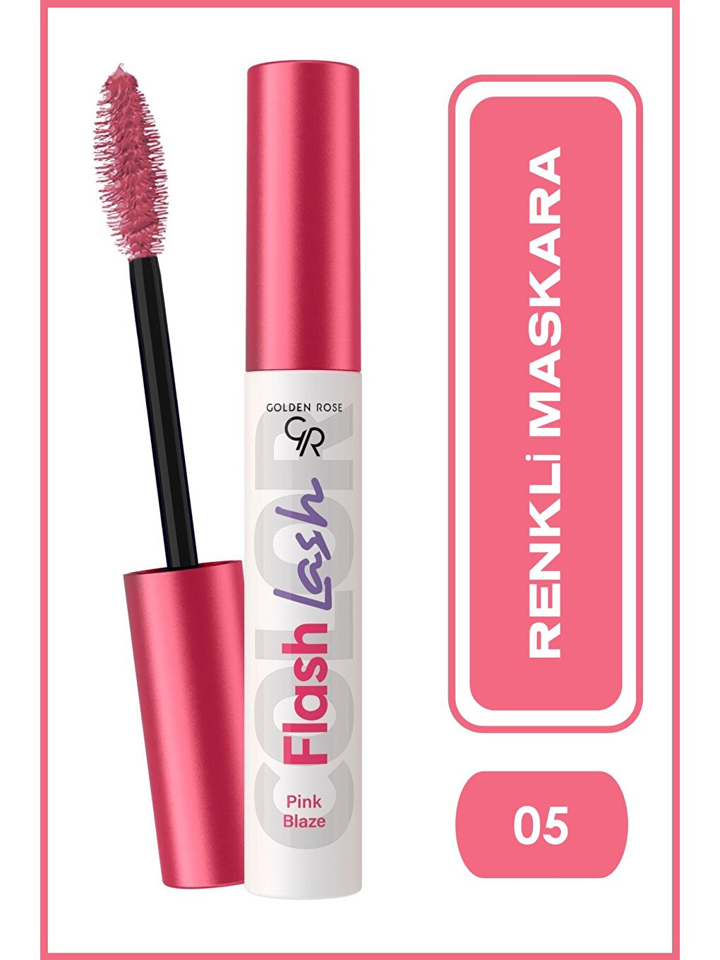 GOLDEN ROSE Suya Dayanıklı,Hacim Veren Flash Lash Renkli Maskara-No:05 Pink Blaze