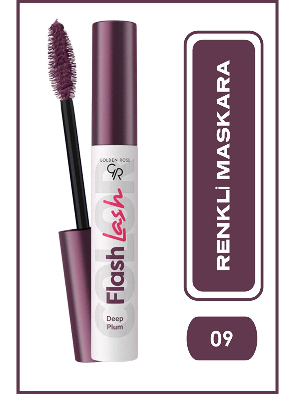 Suya Dayanıklı,Hacim Veren Flash Lash Renkli Maskara- 09 Deep Plum