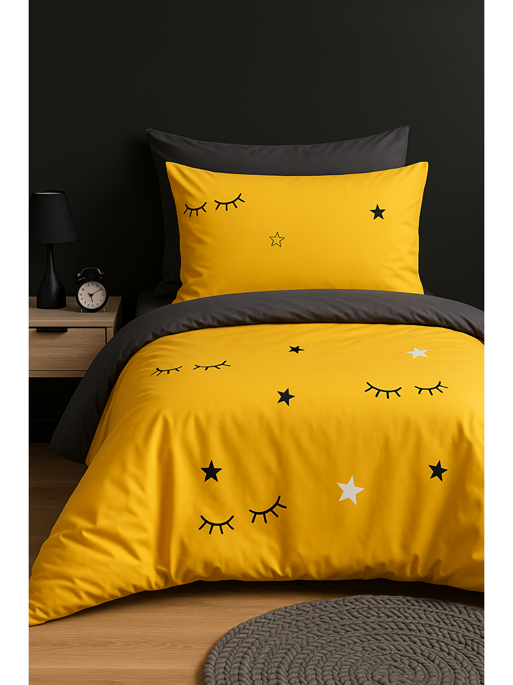 Tek Kişilik Yumuşak Dokulu Junior Nevresim Seti Artus Sarı 140x200 cm-2