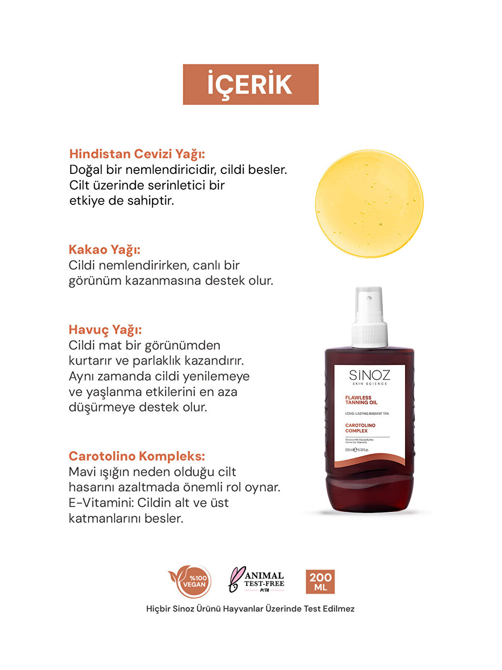 Kusursuz Bronzlaştırıcı Güneş Yağı Spreyi 200 ml Hindistan Cevizi Kakao Havuç Yağı Içeren-2