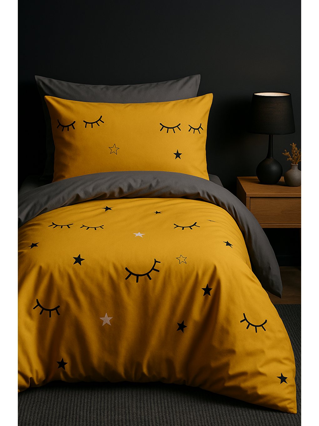 Tek Kişilik Yumuşak Dokulu Junior Nevresim Seti Artus Sarı 140x200 cm-3