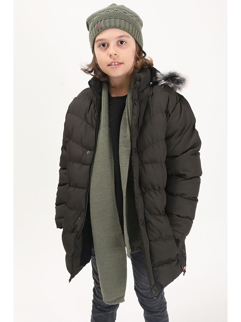 Erkek Çocuk Şişme Mont Logolu Haki 15490