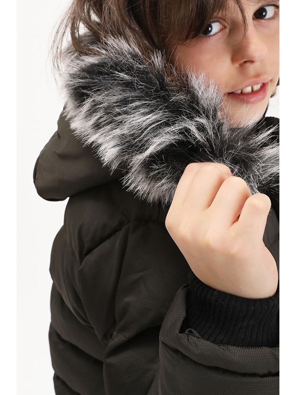 Erkek Çocuk Şişme Mont Logolu Haki 15490-3