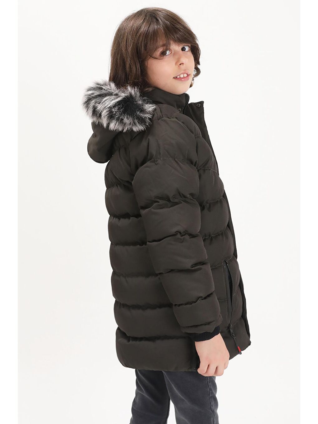 Erkek Çocuk Şişme Mont Logolu Haki 15490-4