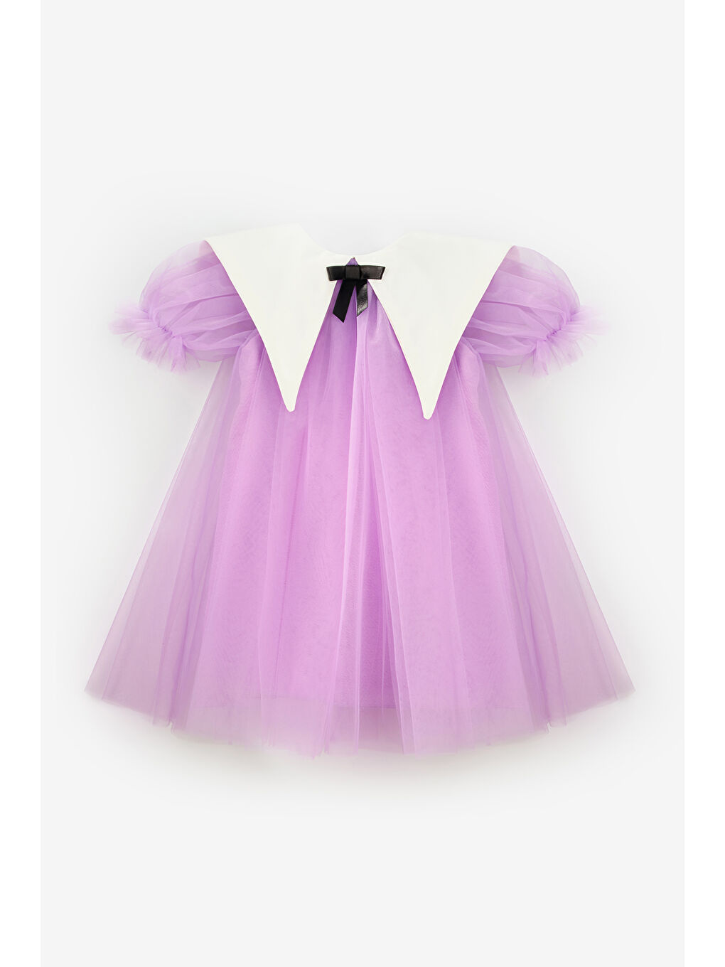 Lila Sivri Yakalı Kız Çocuk Tül Elbise - Nicole-4