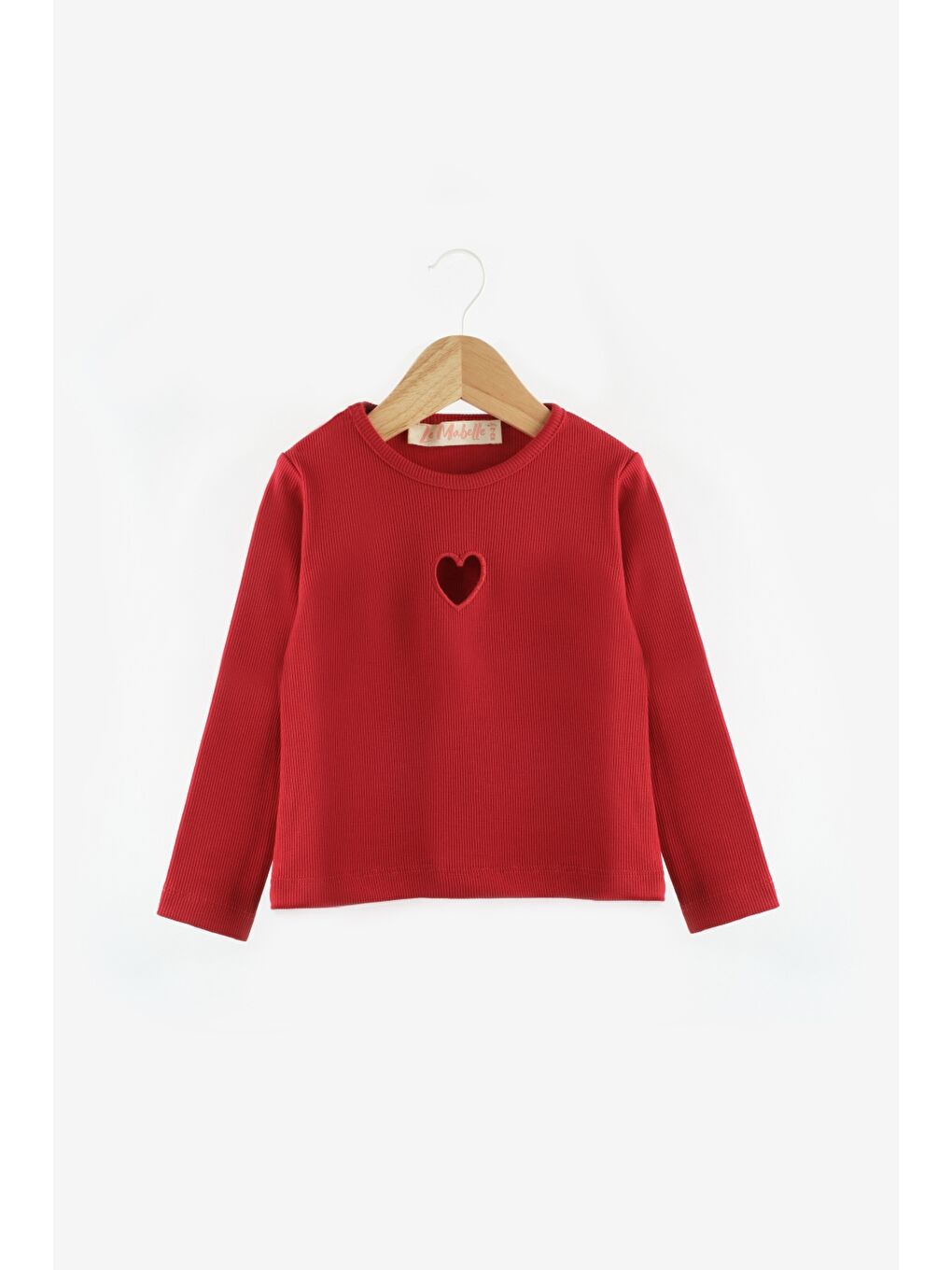 Kırmızı Kalp Nakışlı Fitilli Kız Çocuk Tişört