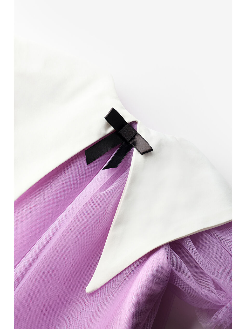 Lila Sivri Yakalı Kız Çocuk Tül Elbise - Nicole-6