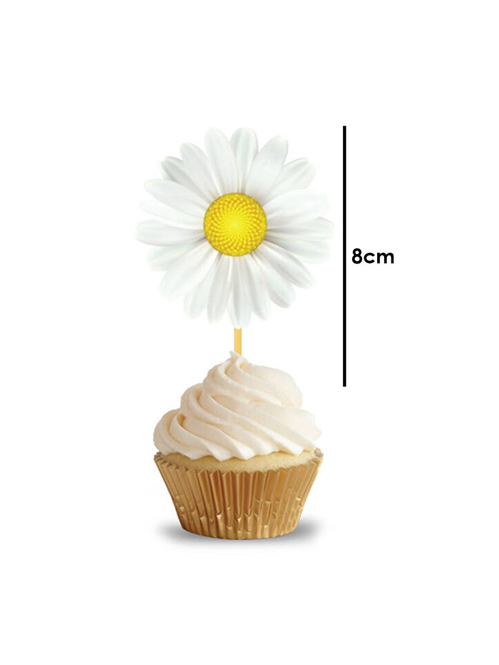 Beyaz Papatya 10'lu Kürdan Pasta Süsü-1