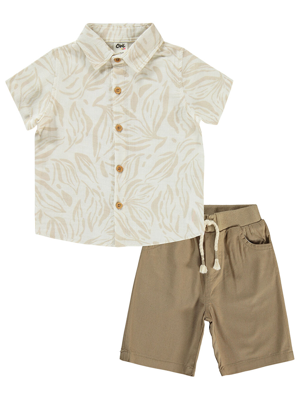 Kahverengi Baby Erkek Bebek Şortlu Takım 6-18 Ay Sütlükahve