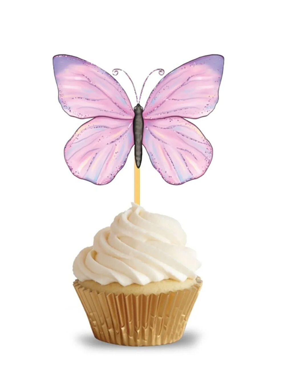 Karışık Çok Renkli Çiçek ve Kelebek Figürlü 10'lu Kürdan Pasta Süsü Set-2