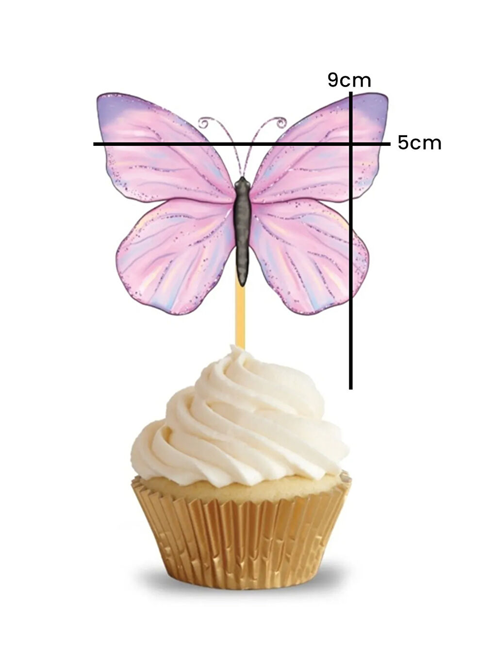 Karışık Çok Renkli Çiçek ve Kelebek Figürlü 10'lu Kürdan Pasta Süsü Set-3