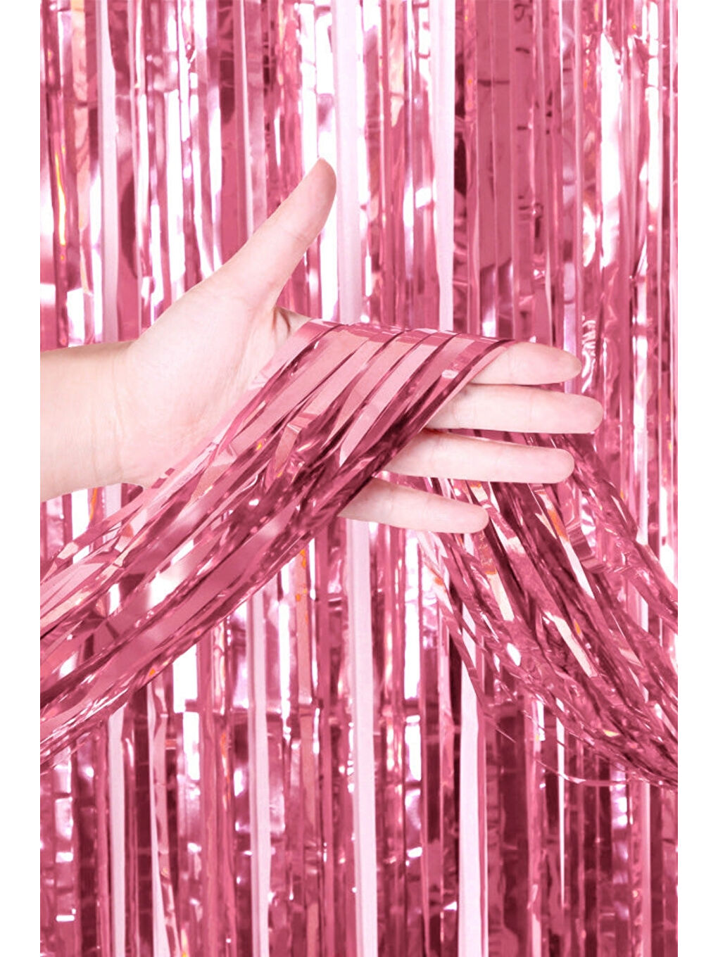 Pembe Parlak Saçak Perde Parti Süsü