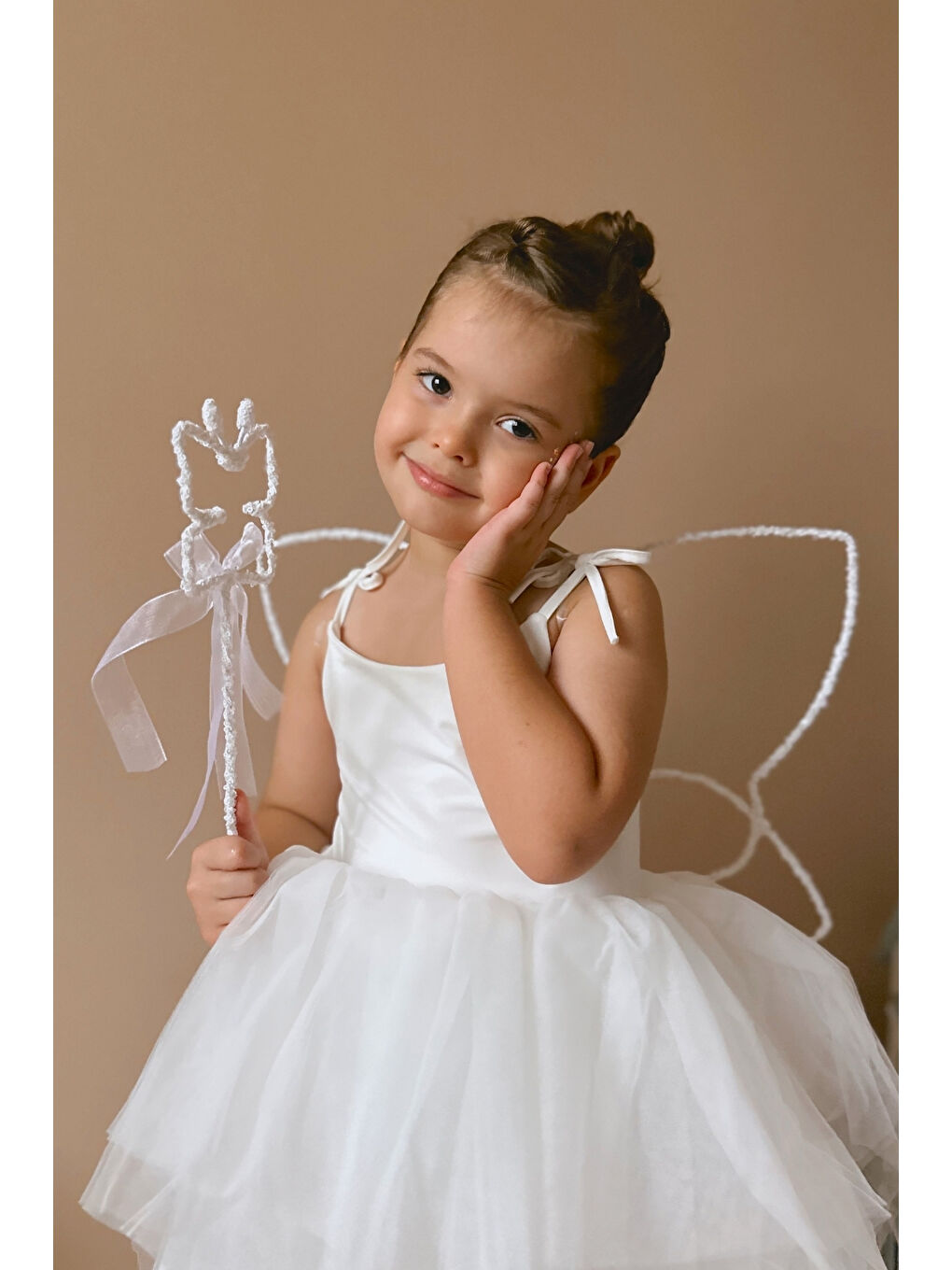 Beyaz Pullu 2'li Kelebek Kanat Asa Set-1