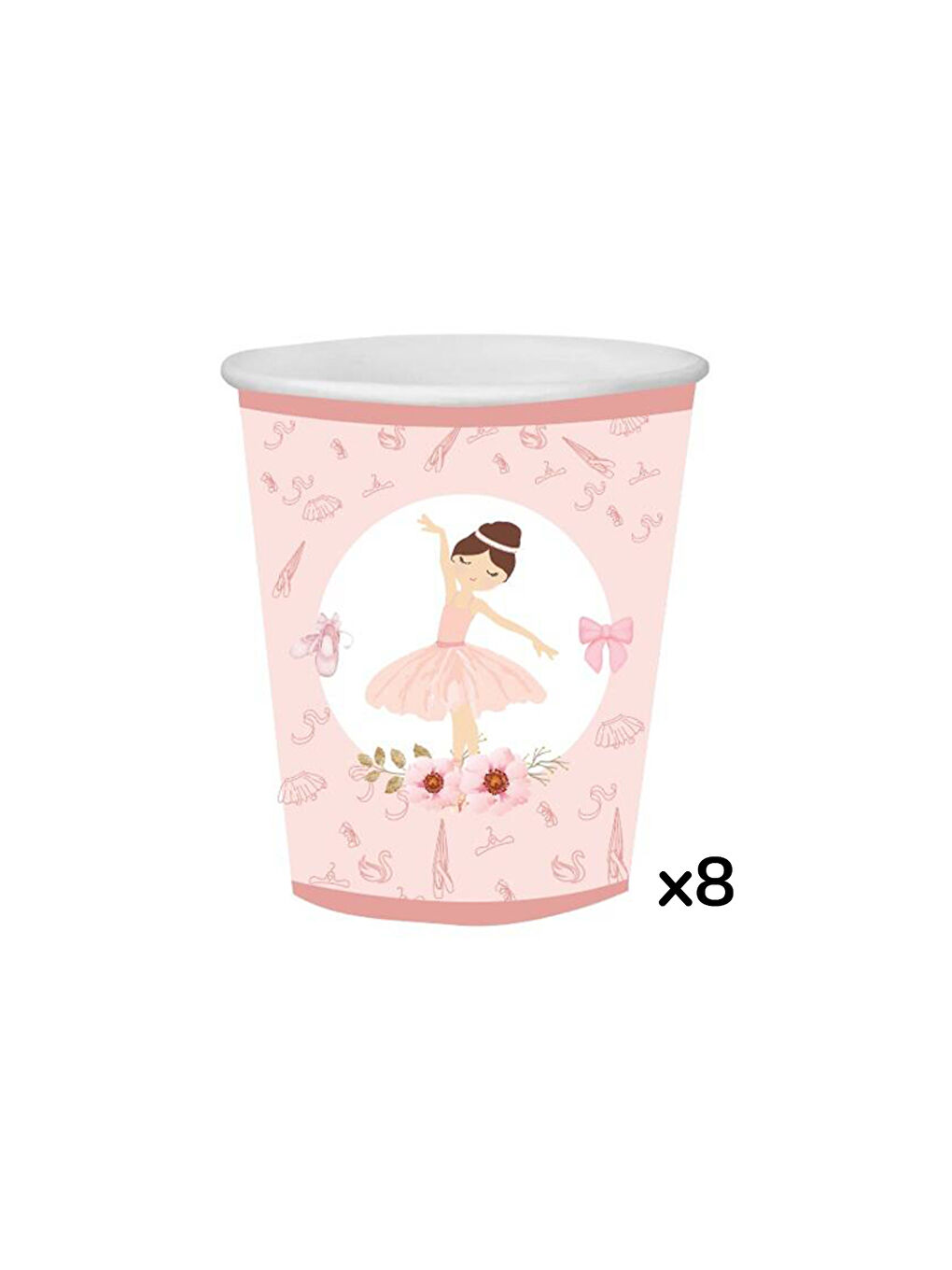 Pembe Balerin Temalı 8'li Bardak Tabak Set-2